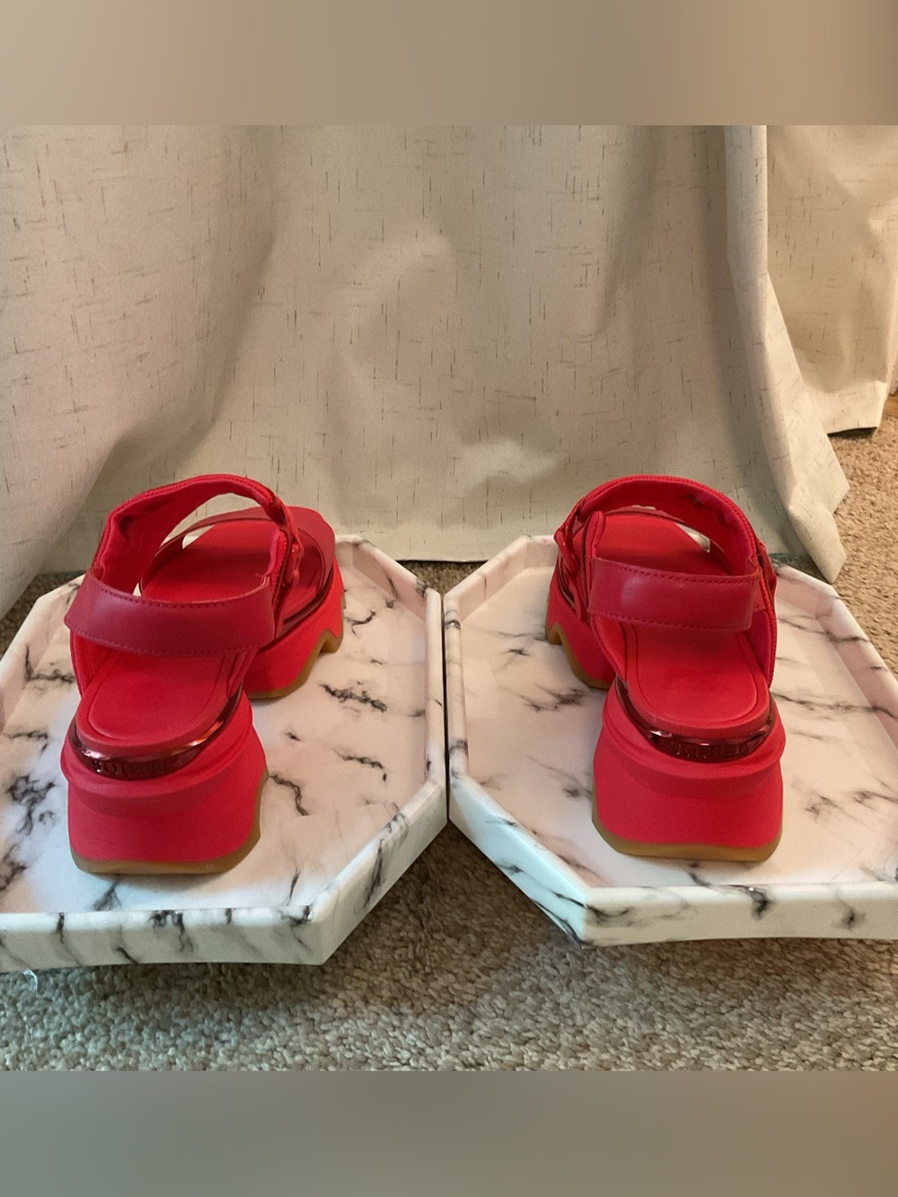 Sorel Kinetic Impact Red Platform Sandal with Chunky Sole - Picture 3 of 8